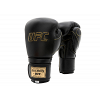 Премиальные тренировочные перчатки на липучке UFC (Чёрные 16 Oz)