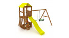 Спортивно-игровой комплекс Kampfer Cool Castle (№2 Ореховый горка желтая и зеленое гнездо и качели гибкие зеленые)