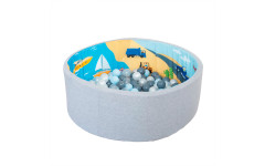 Детский сухой бассейн ROMANA Транспорт ДМФ-МК-02.55.01 + 150 шариков (+ 150 шаров (голубой/серый/жемчужный/прозрачный))